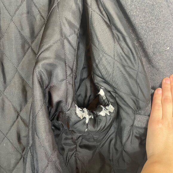 J. Crew Men's L Gray Charcoal Wool Blend Classic‎ University Peacoat Overcoat - Picture 7 of 8